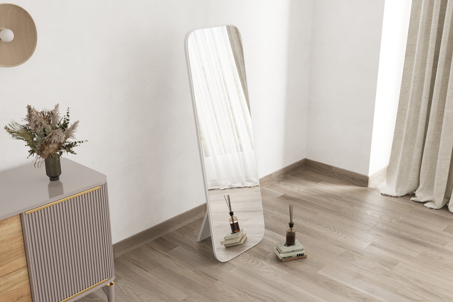 Standspiegel Blush 160x50 cm Weiß