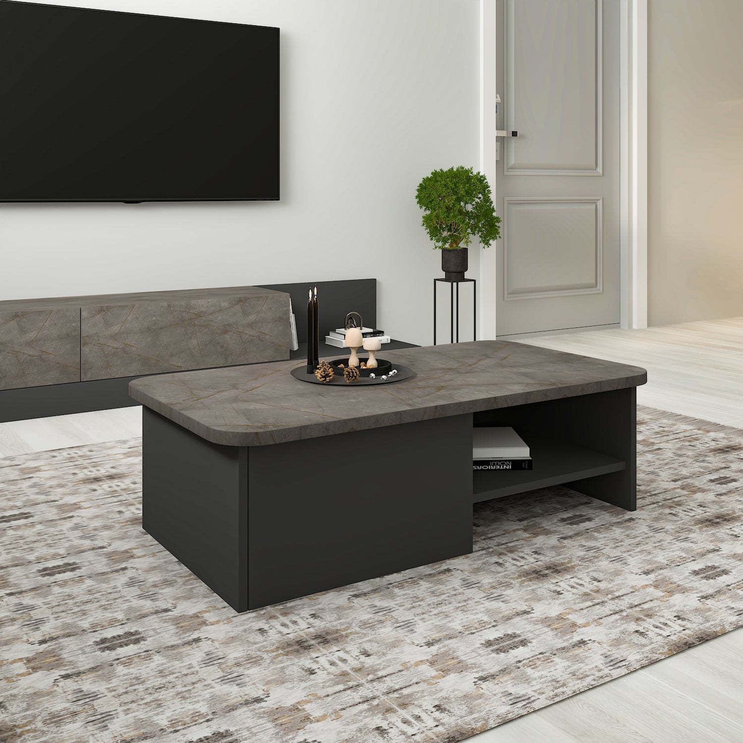 Couchtisch Majör Anthrazit Beige 9895