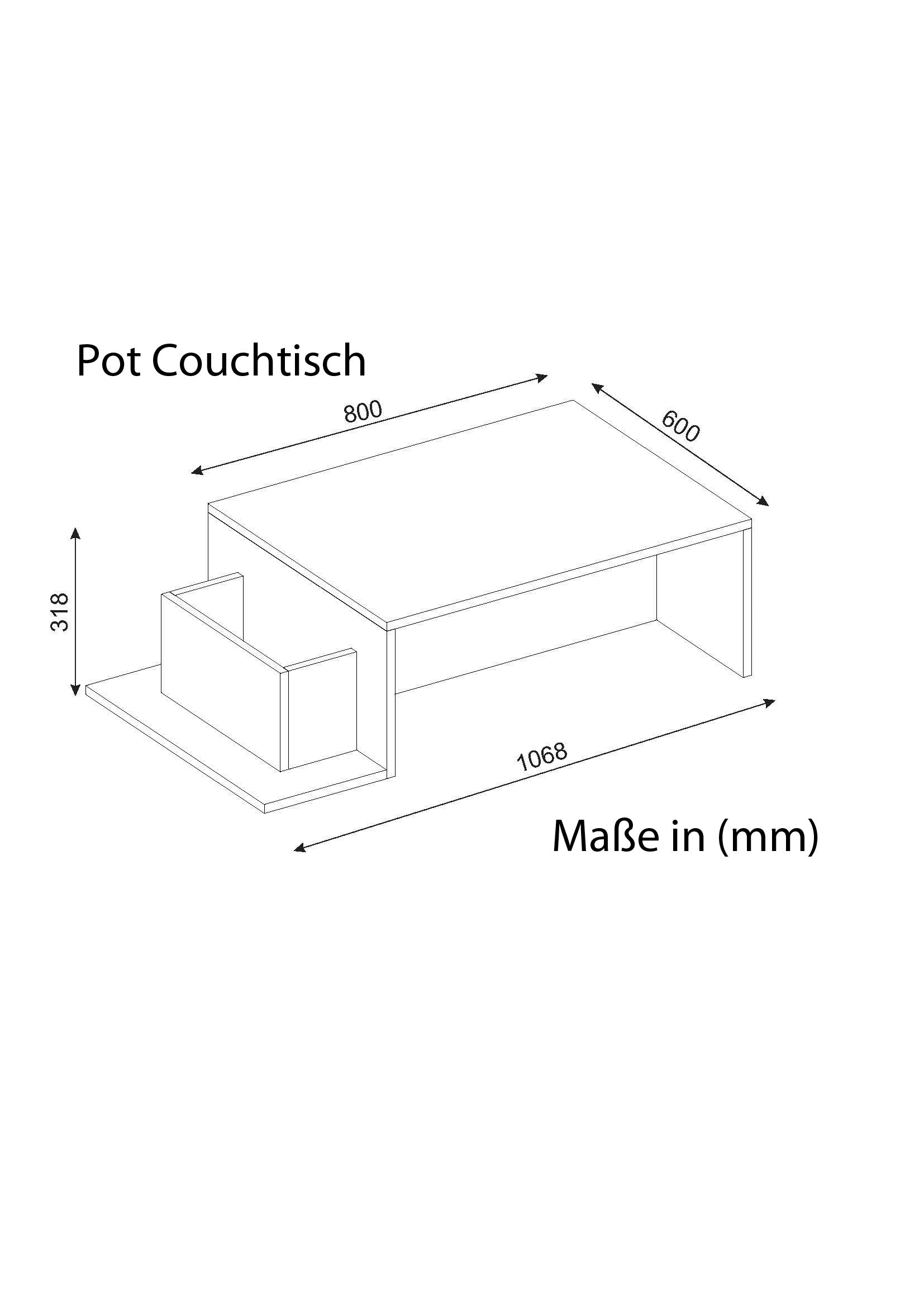 Couchtisch Pot Weiß Walnuss