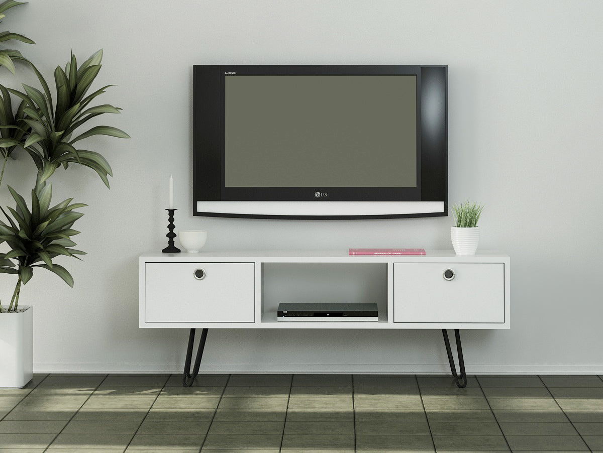 Wohnwand Moda mit Metallfüße Weiß