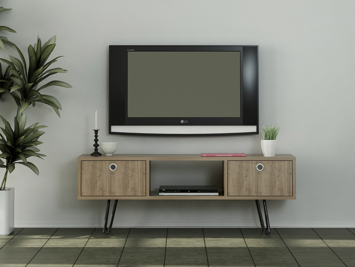 Wohnwand Moda mit Metallfüße Walnuss