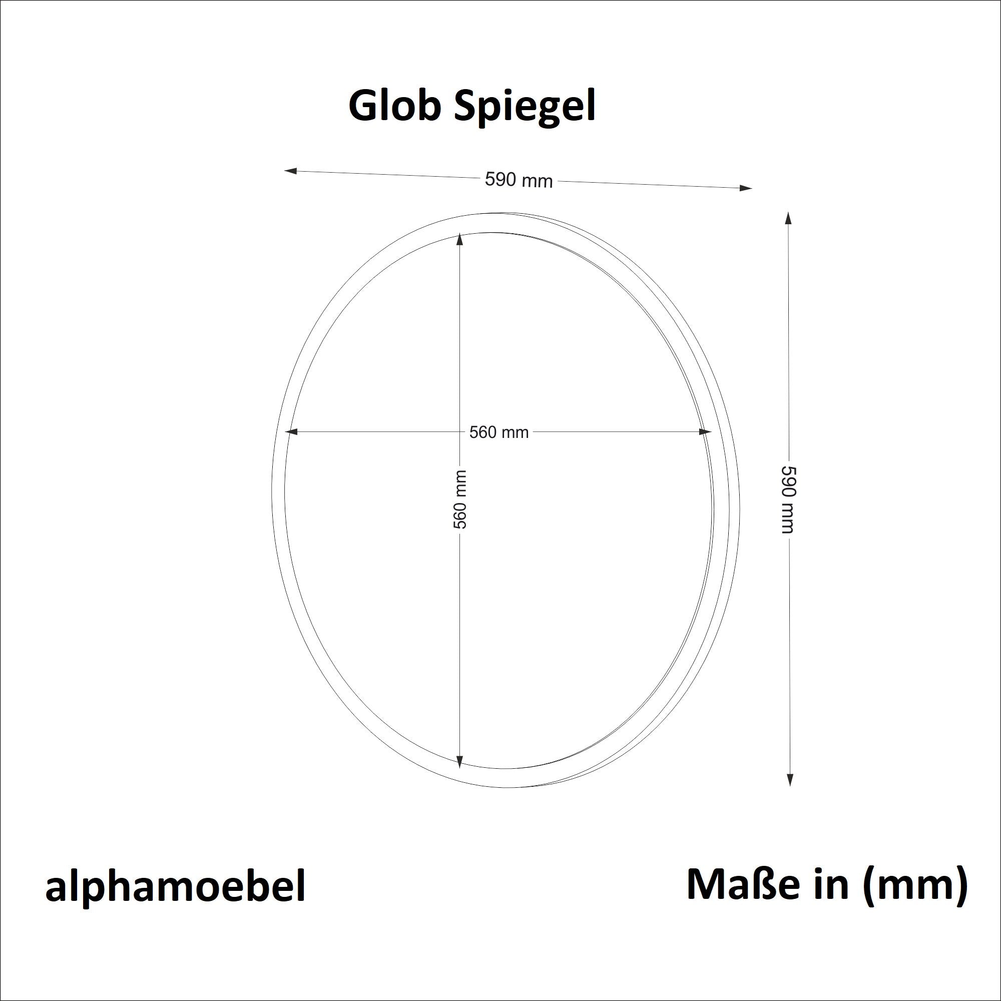 Spiegel Glob Runden Walnuss 59 cm/ 59 cm/ 2 cm
