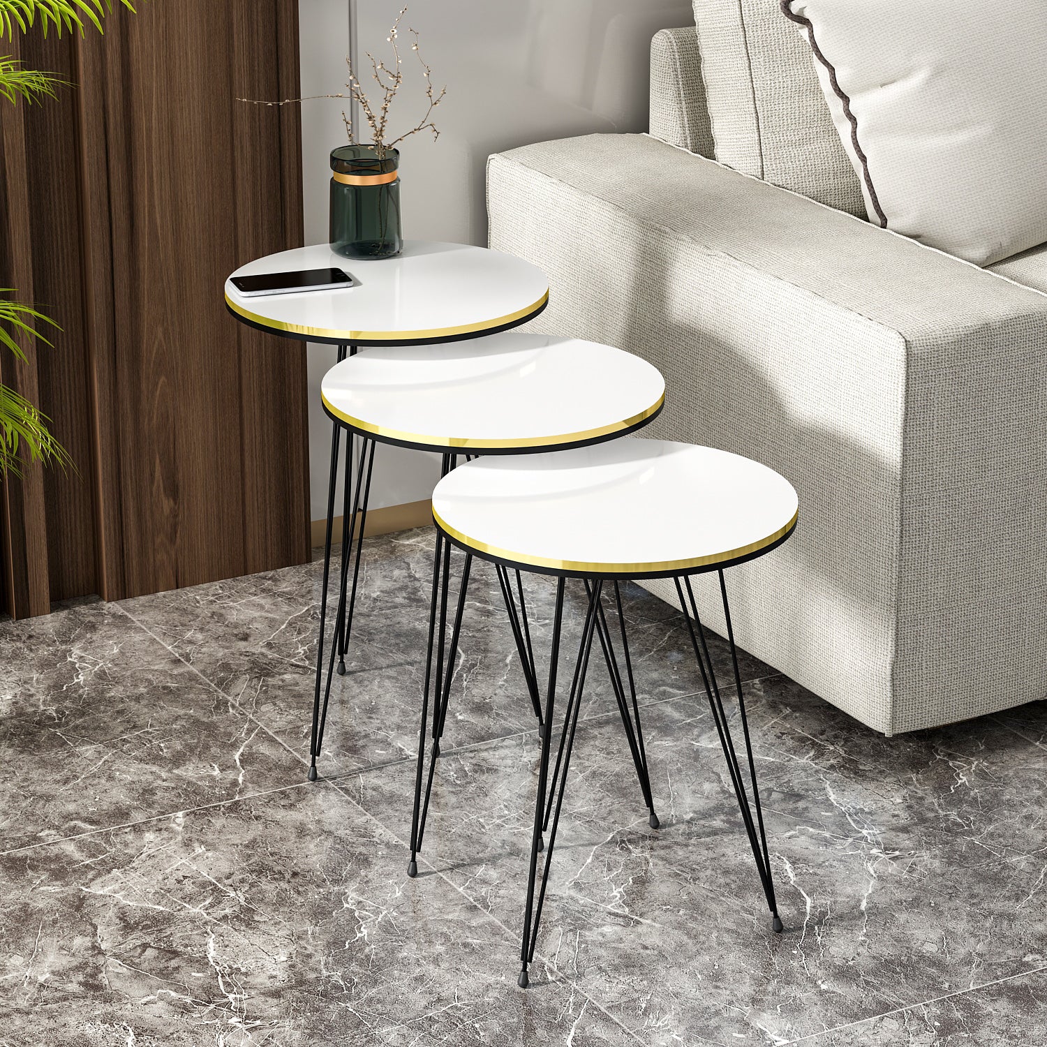 Beistelltisch 3 er Set Weiß 21216283