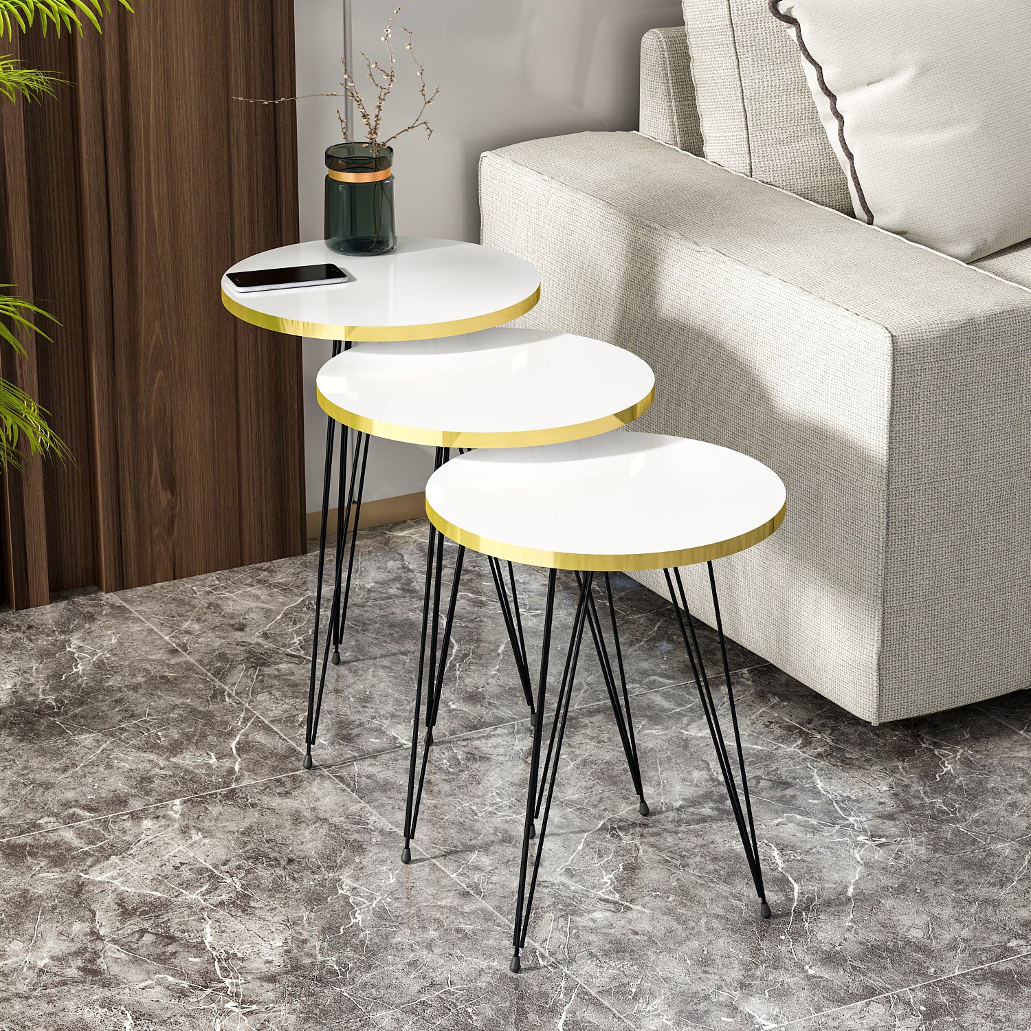 Beistelltisch 3 er Set Weiß 21256290