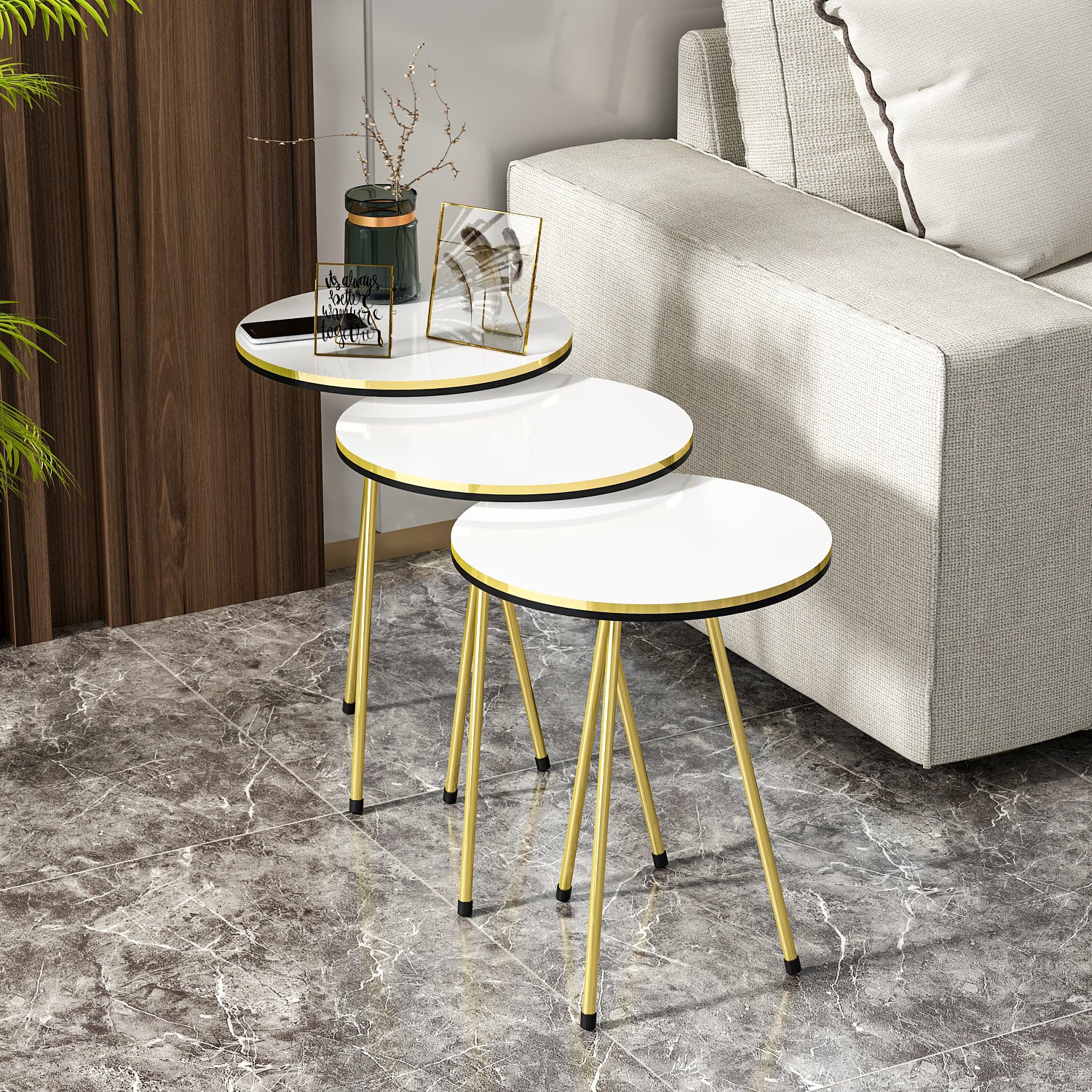 Beistelltisch 3 er Set Weiß 21696306