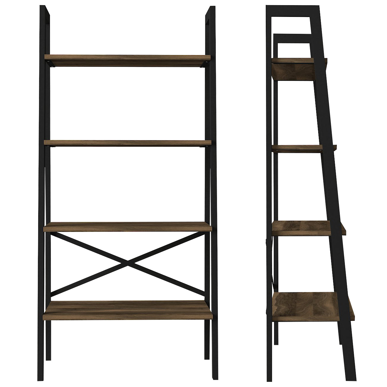 Bücherregal Mistral mit Metallrahmen Walnuss