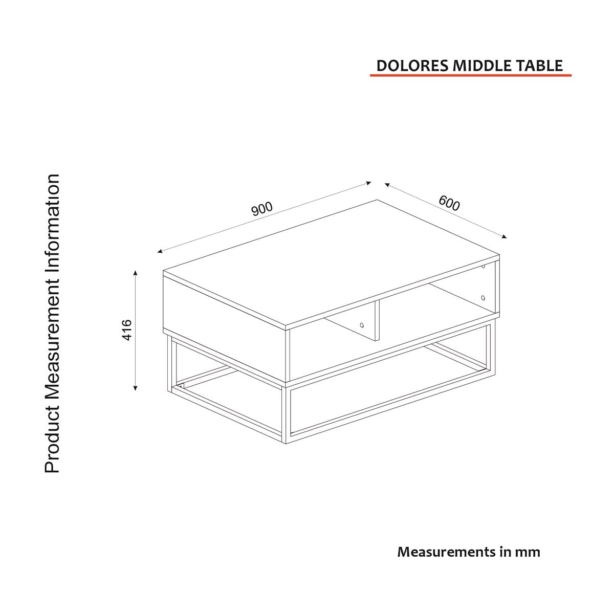 Couchtisch Dolores mit Metallfüßen Anthrazit Safir