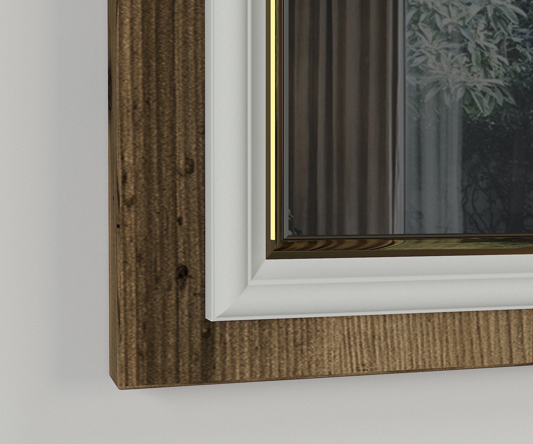 Ankleidespiegel Sansa 2 Stück Walnuss Weiß 30cm/ 70cm/ 3cm