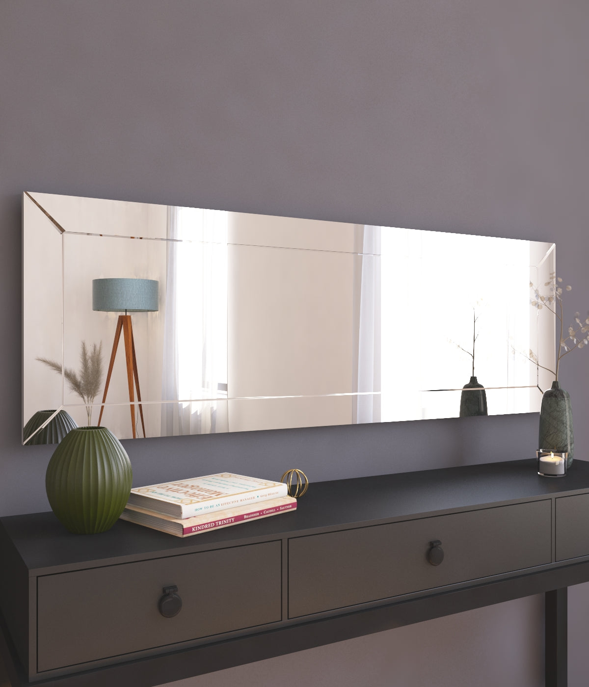 Wandspiegel Rechteck Design Modern Transparent 120 cm x 40 cm