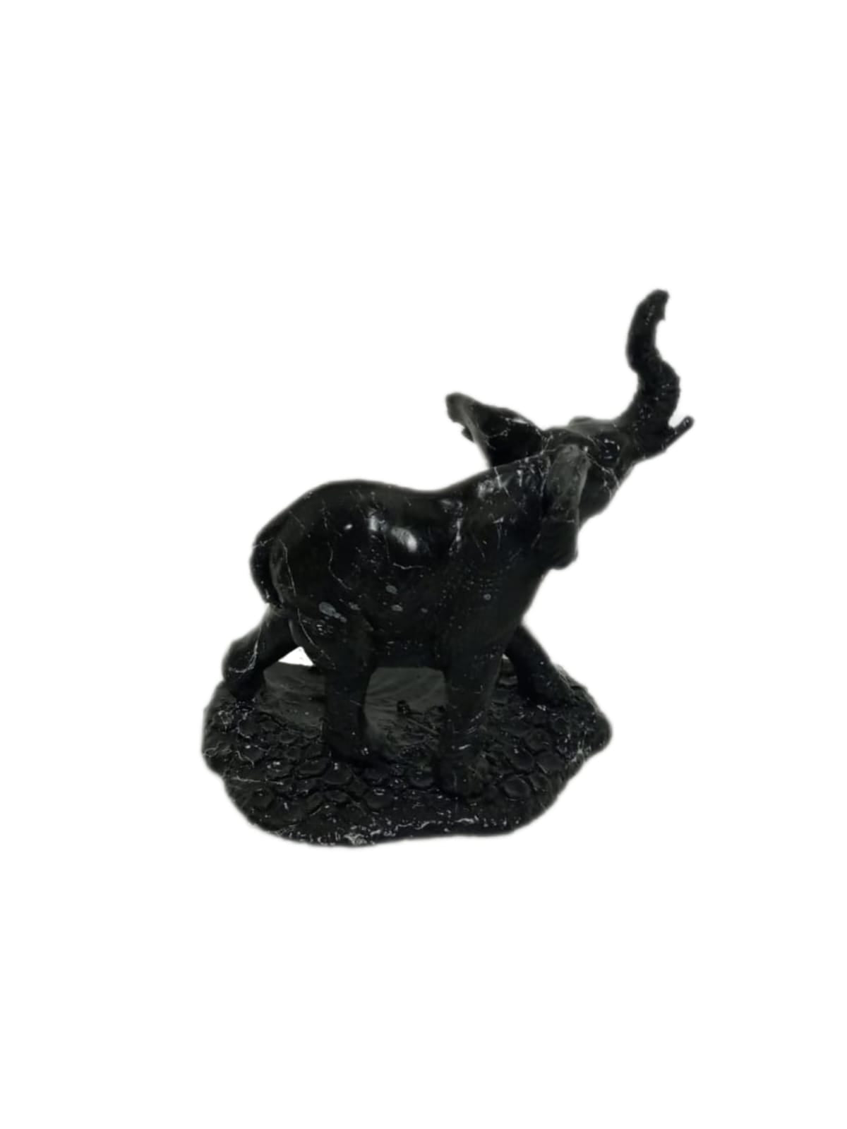 Skulptur Elefant 2er Set Schwarz Marmoroptik