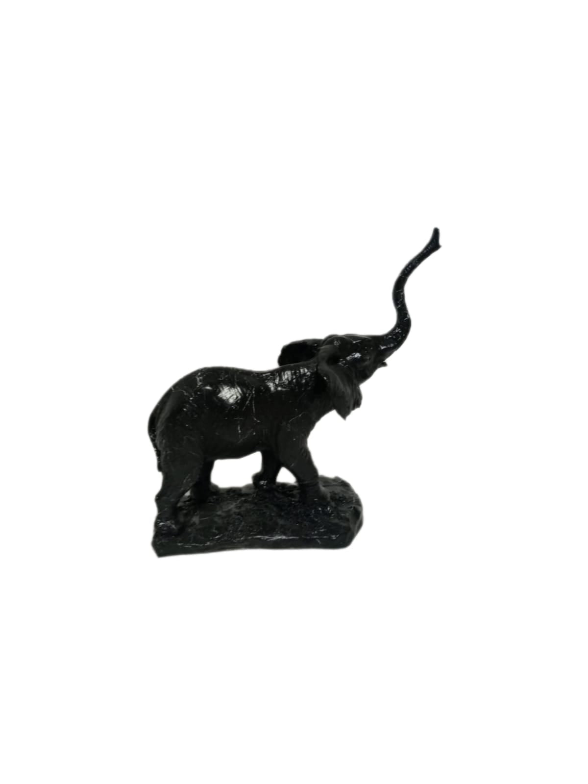 Skulptur Elefant 2er Set Schwarz Marmoroptik
