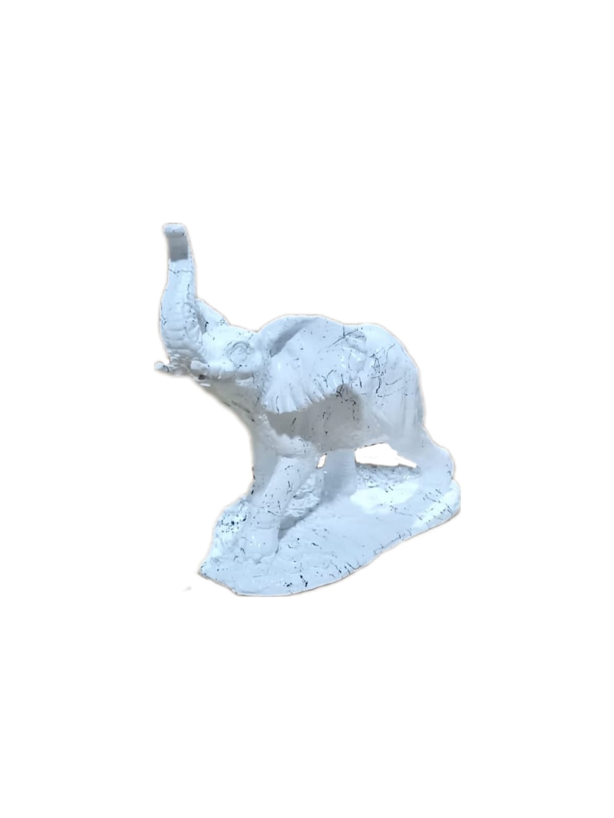 Skulptur Elefant 2er Set Weiß Marmoroptik