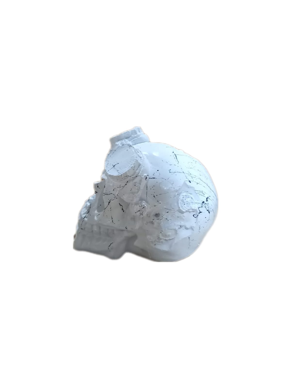 Skulptur Totenkopf Schädel Weiß Marmoroptik