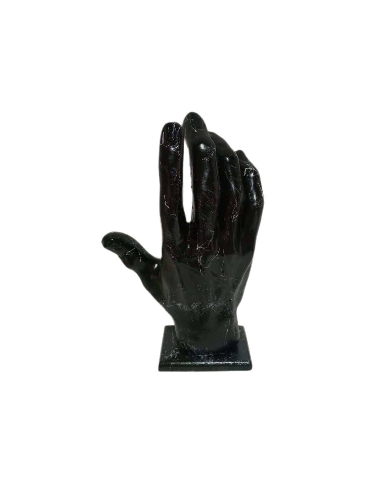 Skulptur Hand Schwarz Marmoroptik