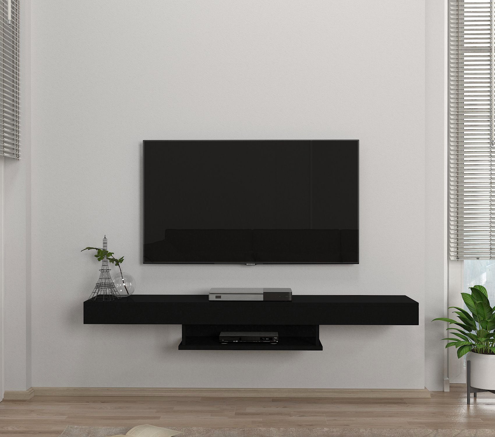 TV Lowboard Hängend Alberes Modern Schwarz