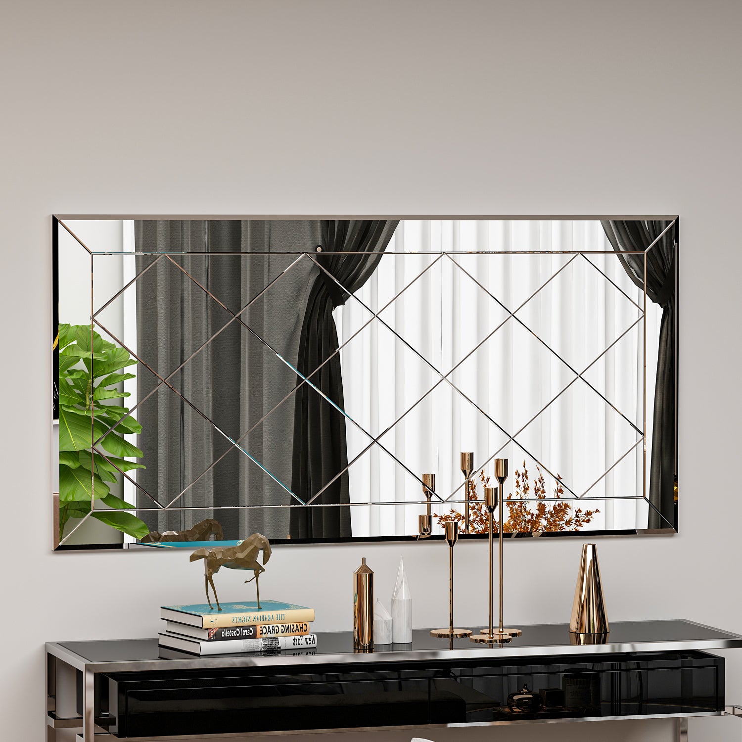 Wandspiegel Rechteck Design Transparent 120 cm x 60 cm