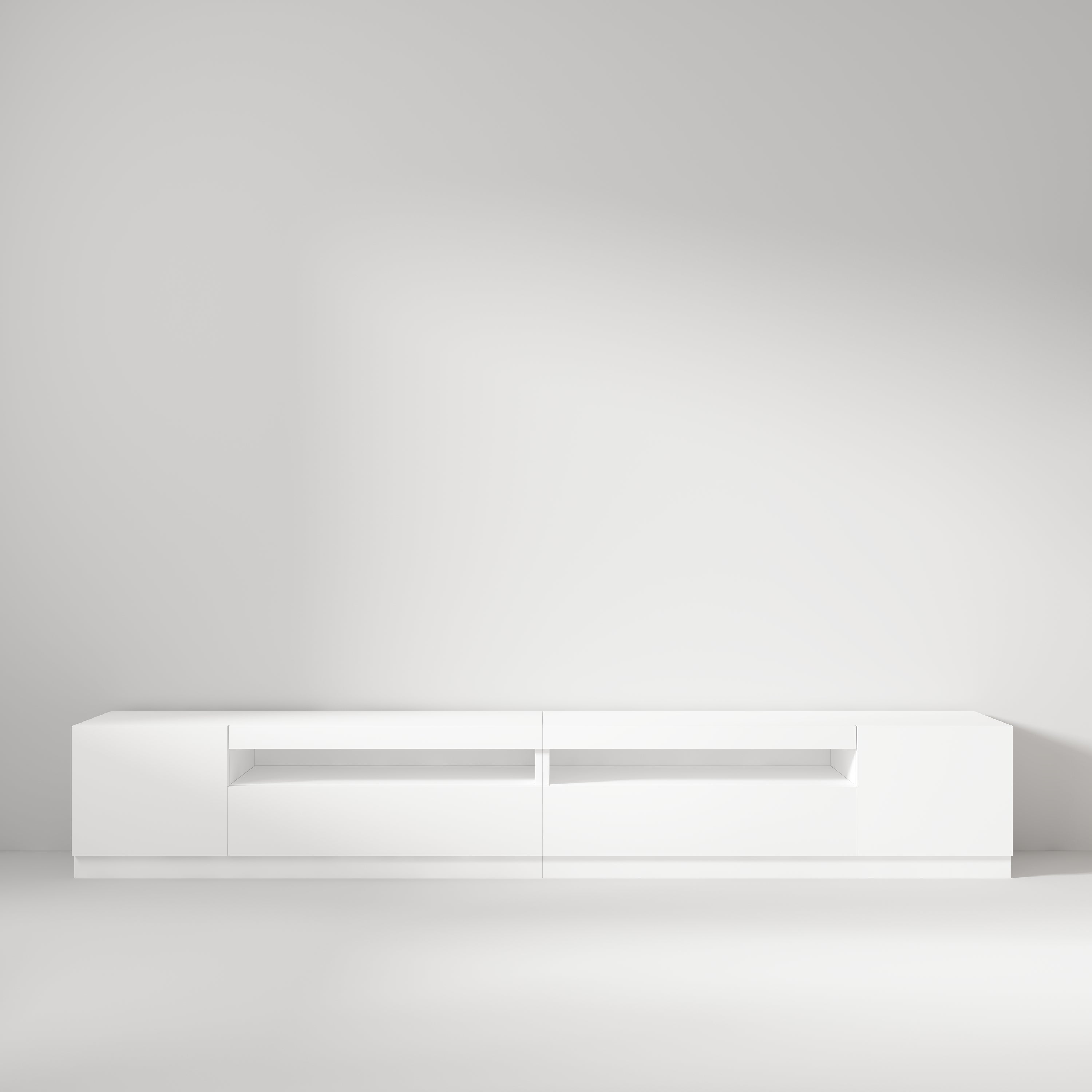 TV-Möbel mit LED-Beleuchtung Weiß Hochglanz 240 cm