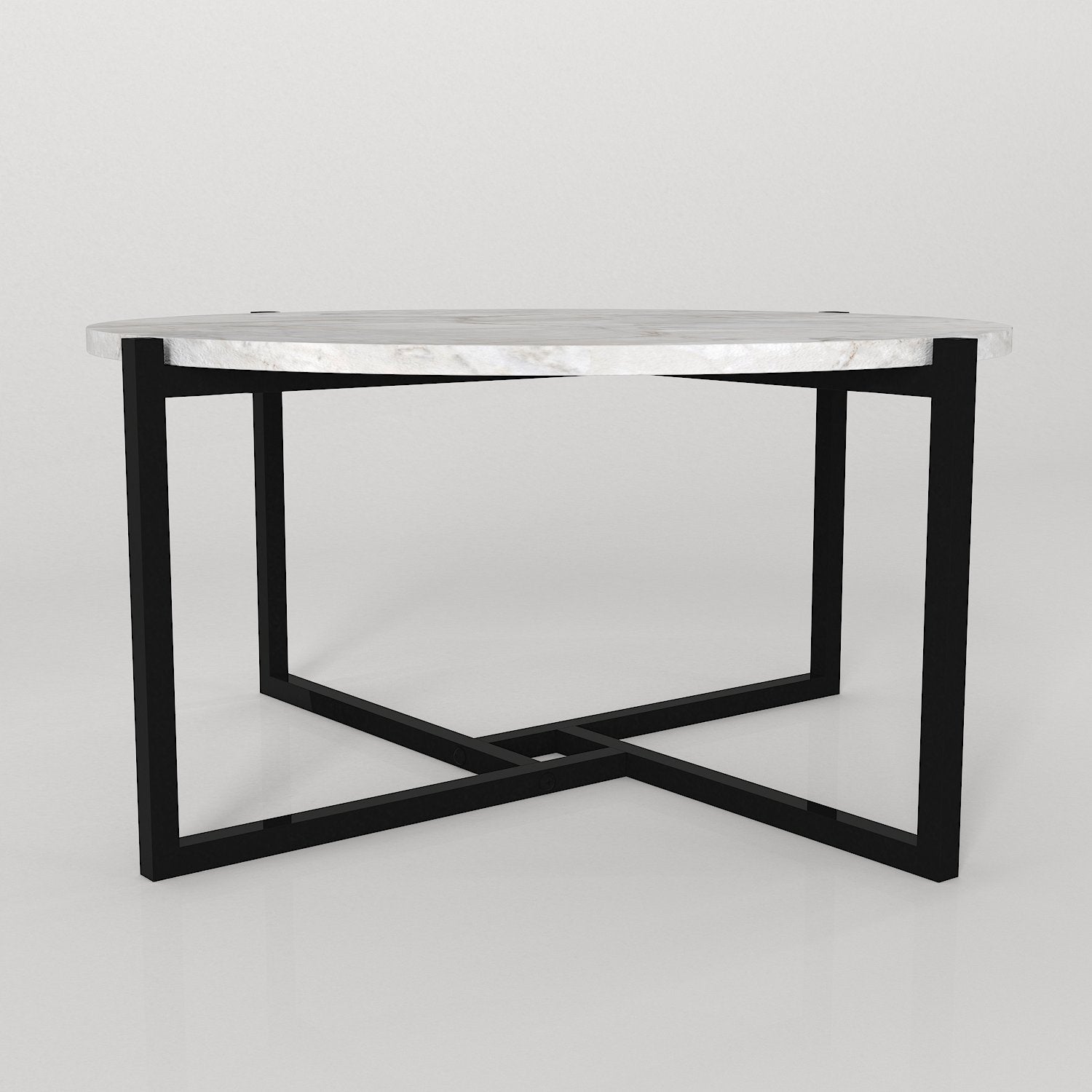 Couchtisch Noce mit Metallfüße in Marmoroptik Weiß Rund