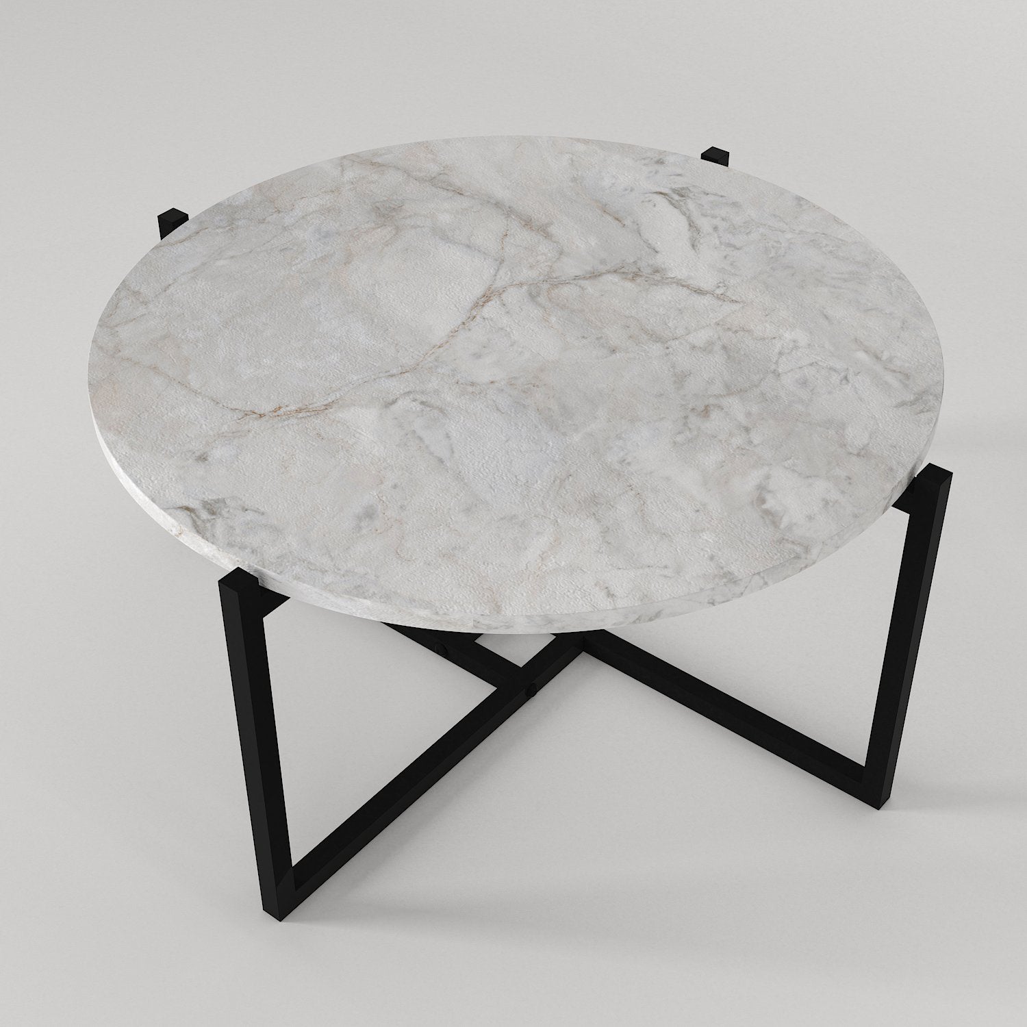 Couchtisch Noce mit Metallfüße in Marmoroptik Weiß Rund