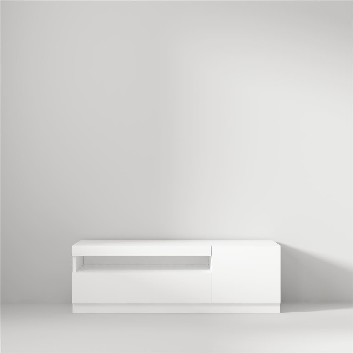 TV Lowboard Weiß mit LED-Leuchten Hochglanz Rechts 1/2 9475