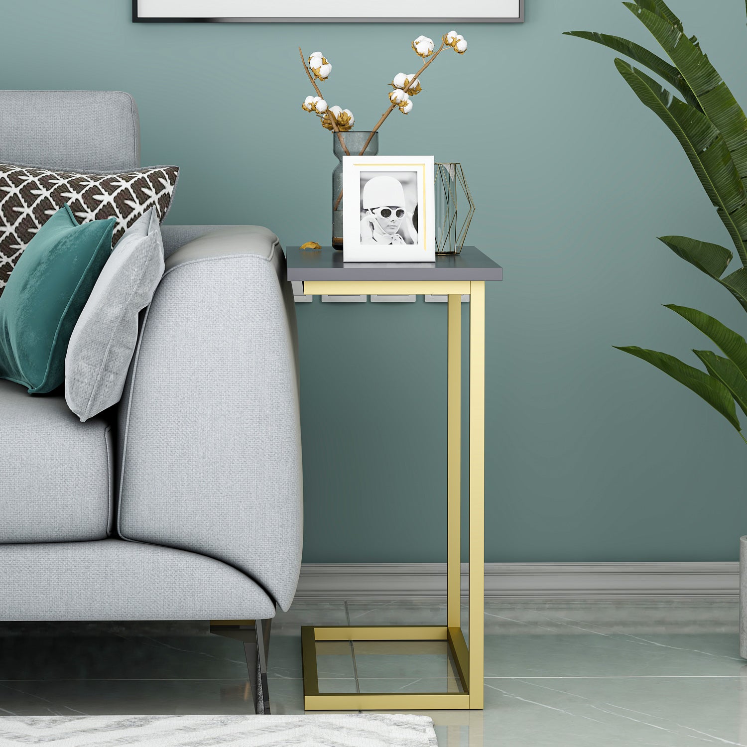 Beistelltisch Narin Anthrazit Gold mit Metallfüße 9277