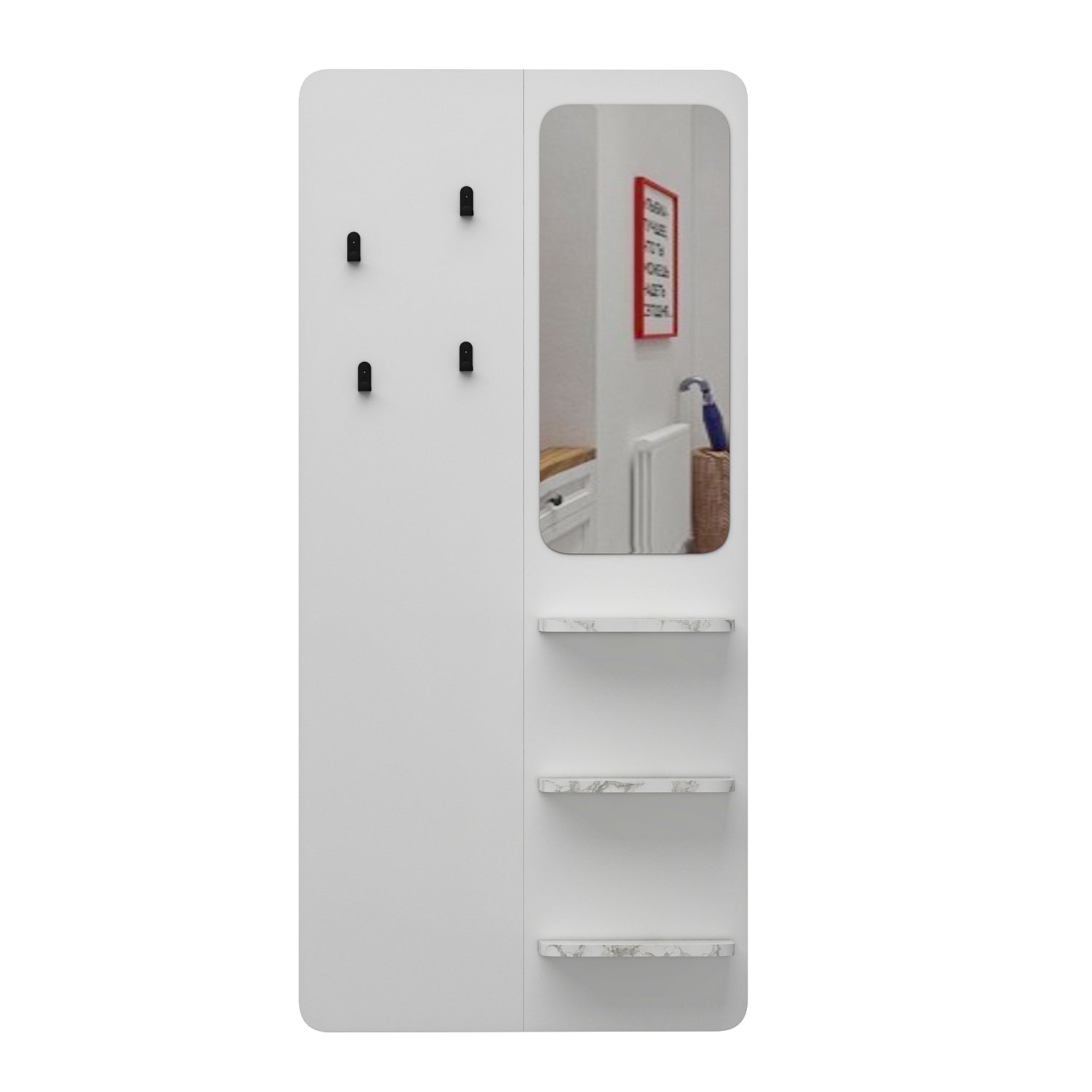 Wandgarderobe mit Spiegel Praktisch und Stilvoll Weiß 150 cm x 70 cm