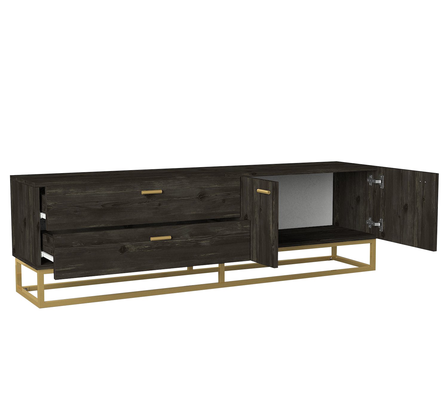 TV Lowboard Theodora Rebab Gold mit Metall Füße