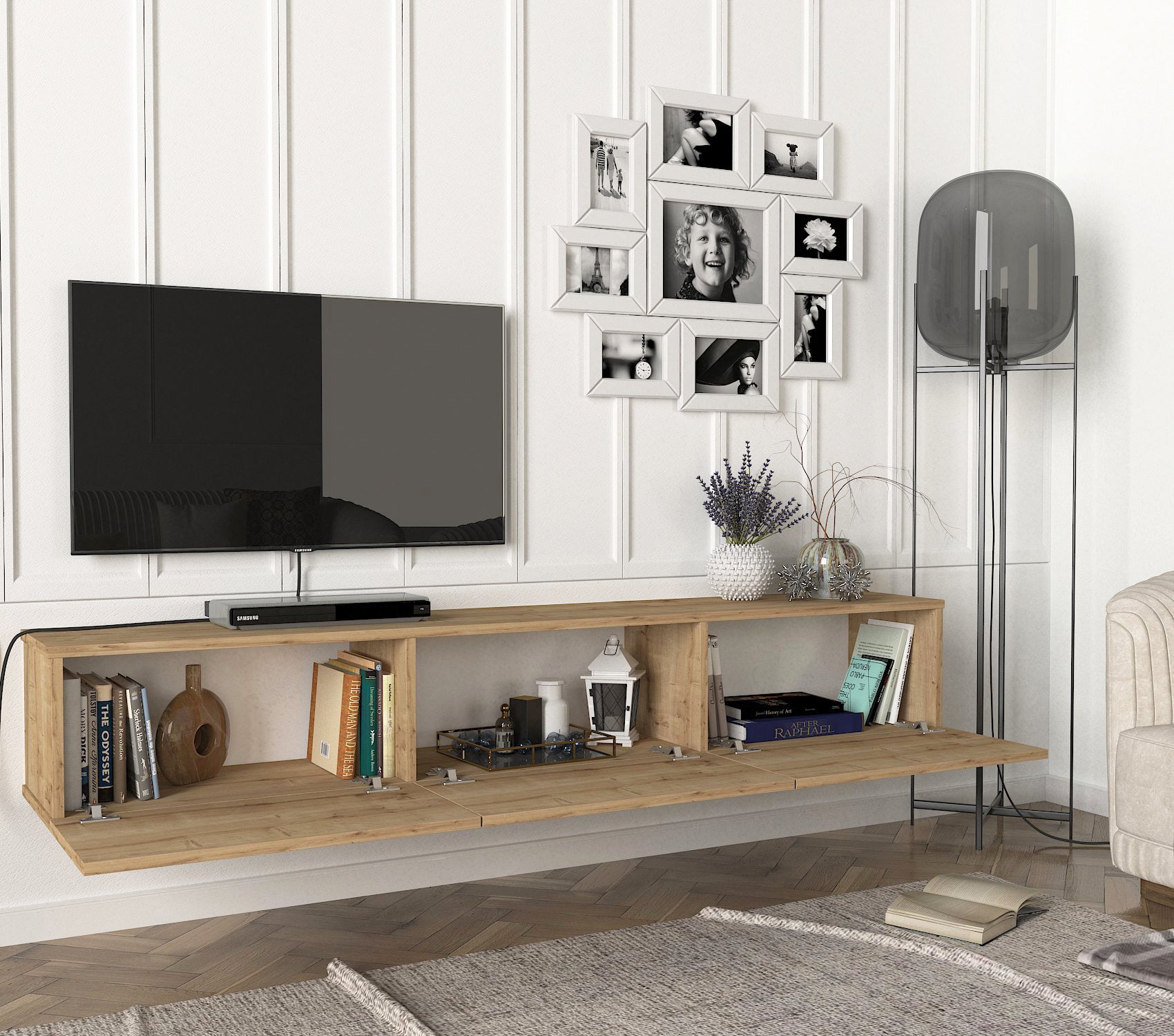 TV Lowboard Hängend Damla Eiche Saphir 180 cm