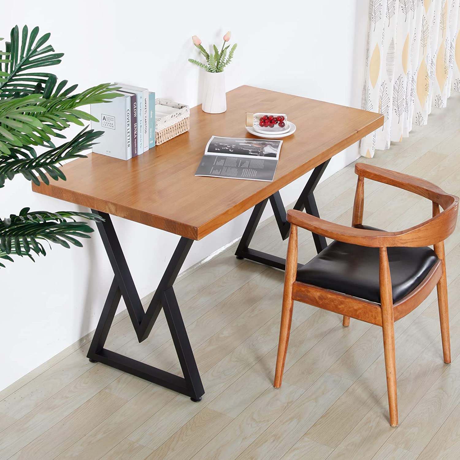 Tischgestell Stahl Schwarz 2 Stück Set 55x72 cm