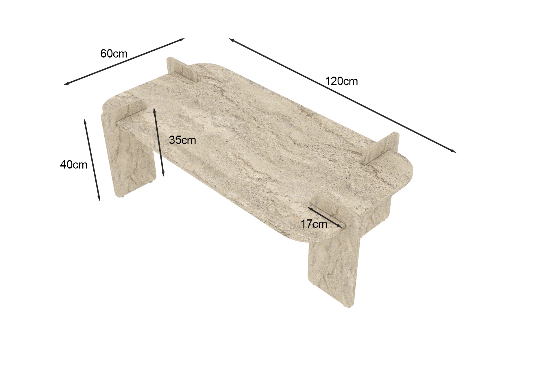Couchtisch Twinkle Travertin Granitoptik 60x120