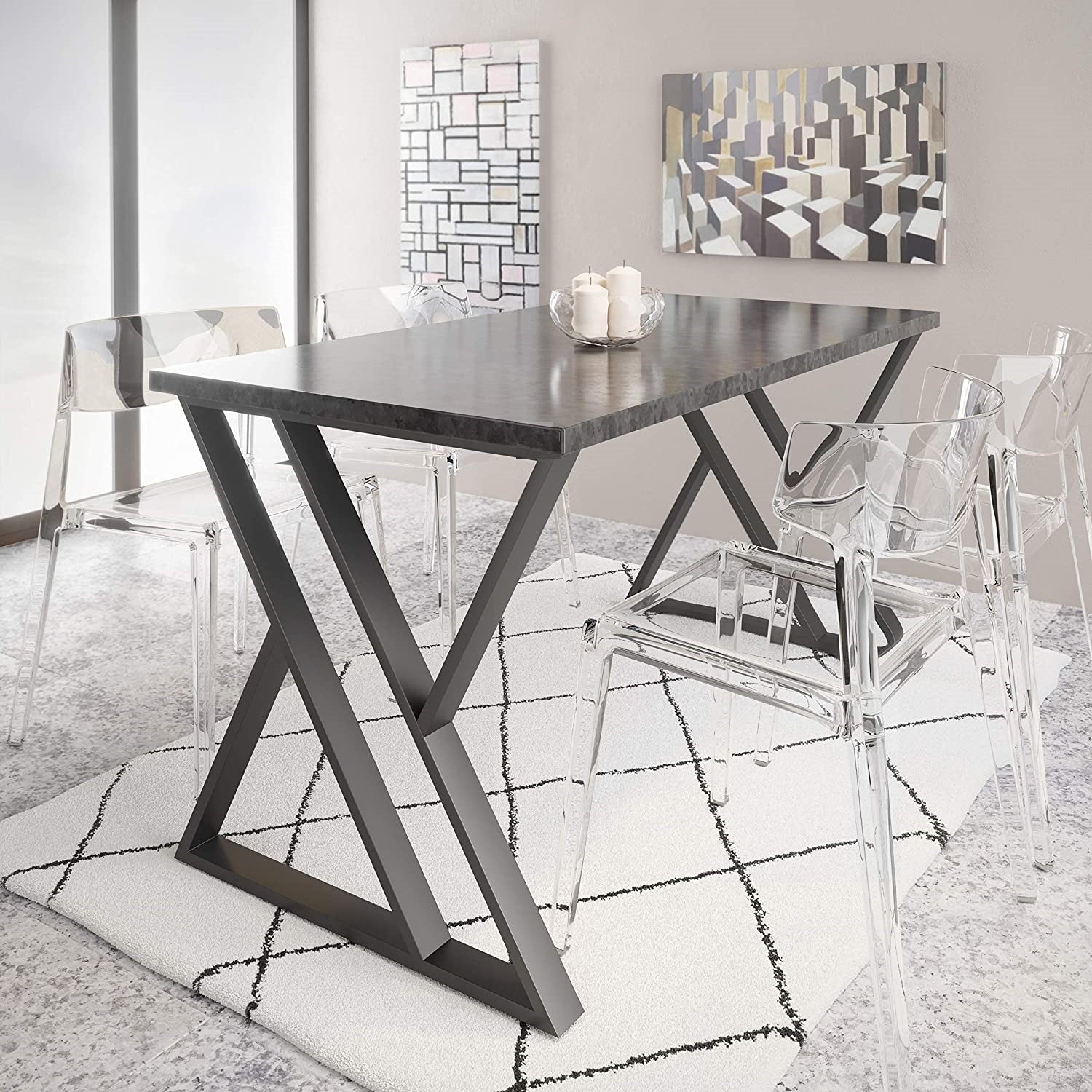 Tischgestell Stahl Schwarz 2 Stück Set 70x72 cm