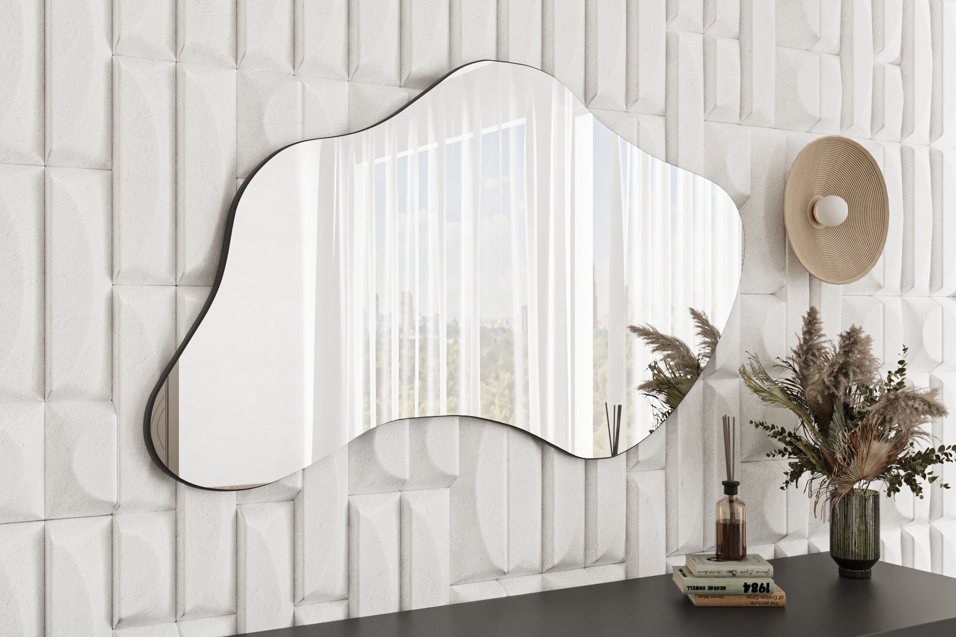 Wandspiegel Halo Schwarz 60x120 cm