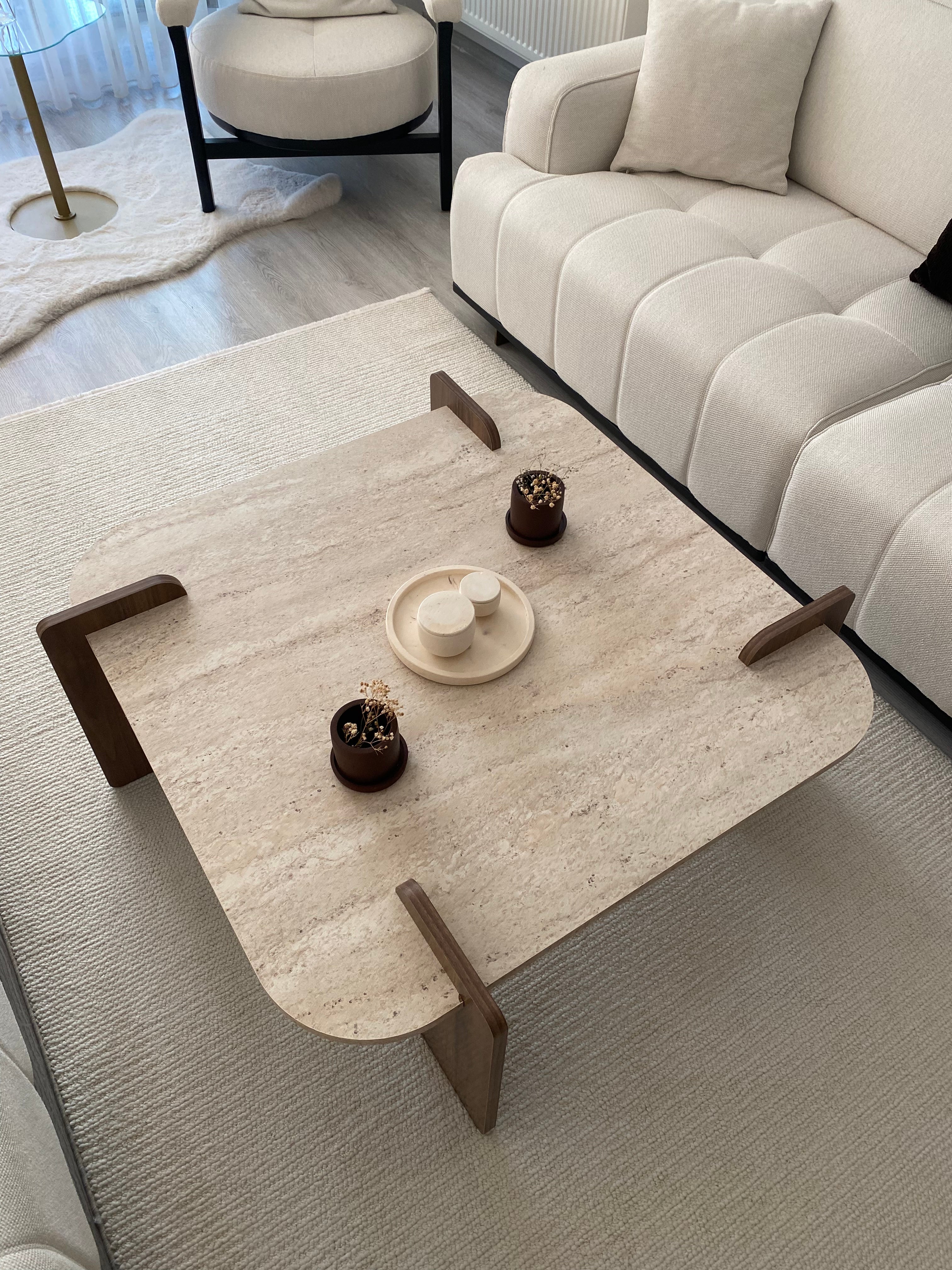 Couchtisch Brilliance Travertin Braun Granit Optik