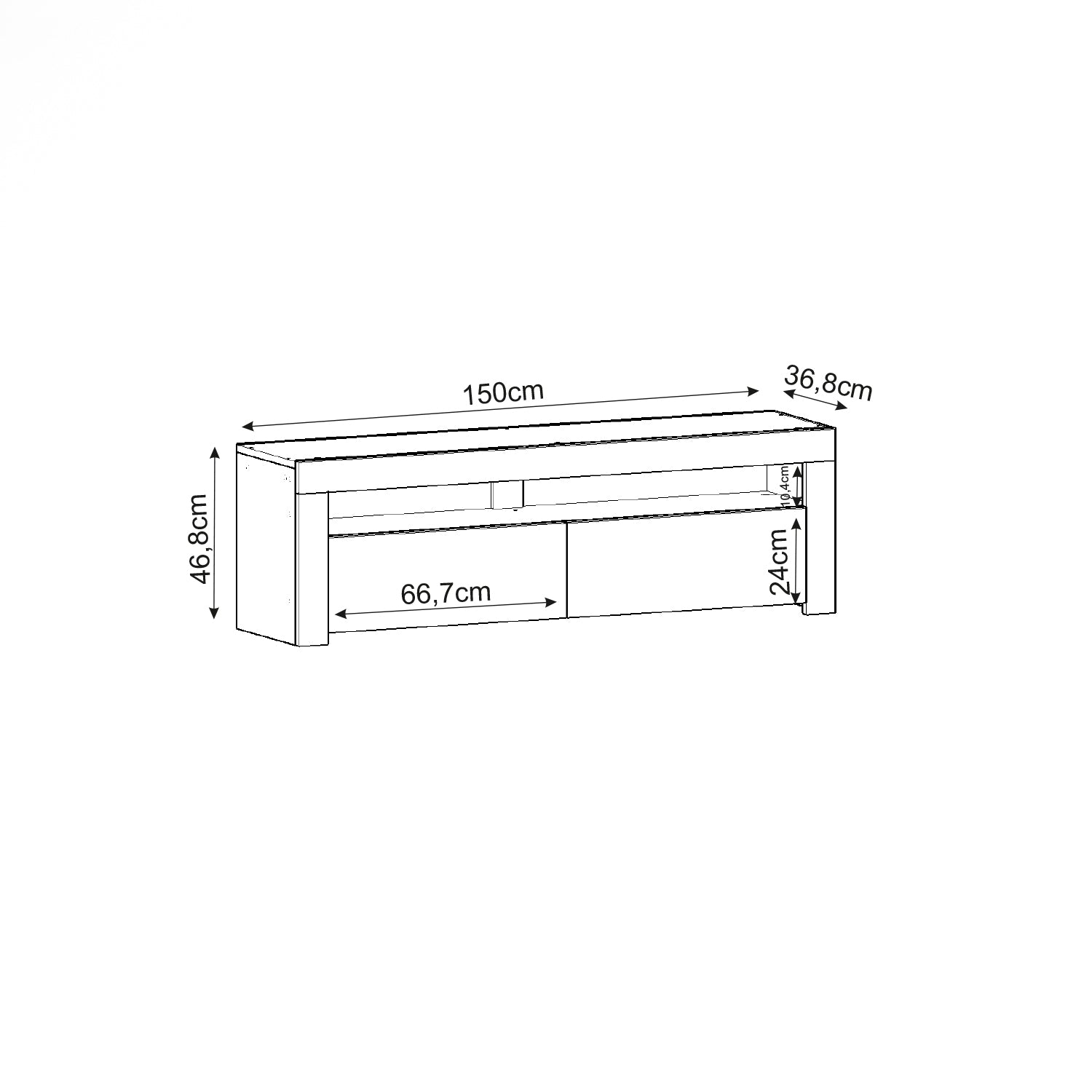 TV Lowboard Bati Granitoptik mit LED-Leuchten 93311