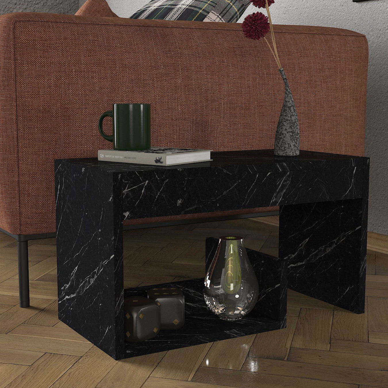 Beistelltisch Sister Bendir Glänzend (Marmor Optik)