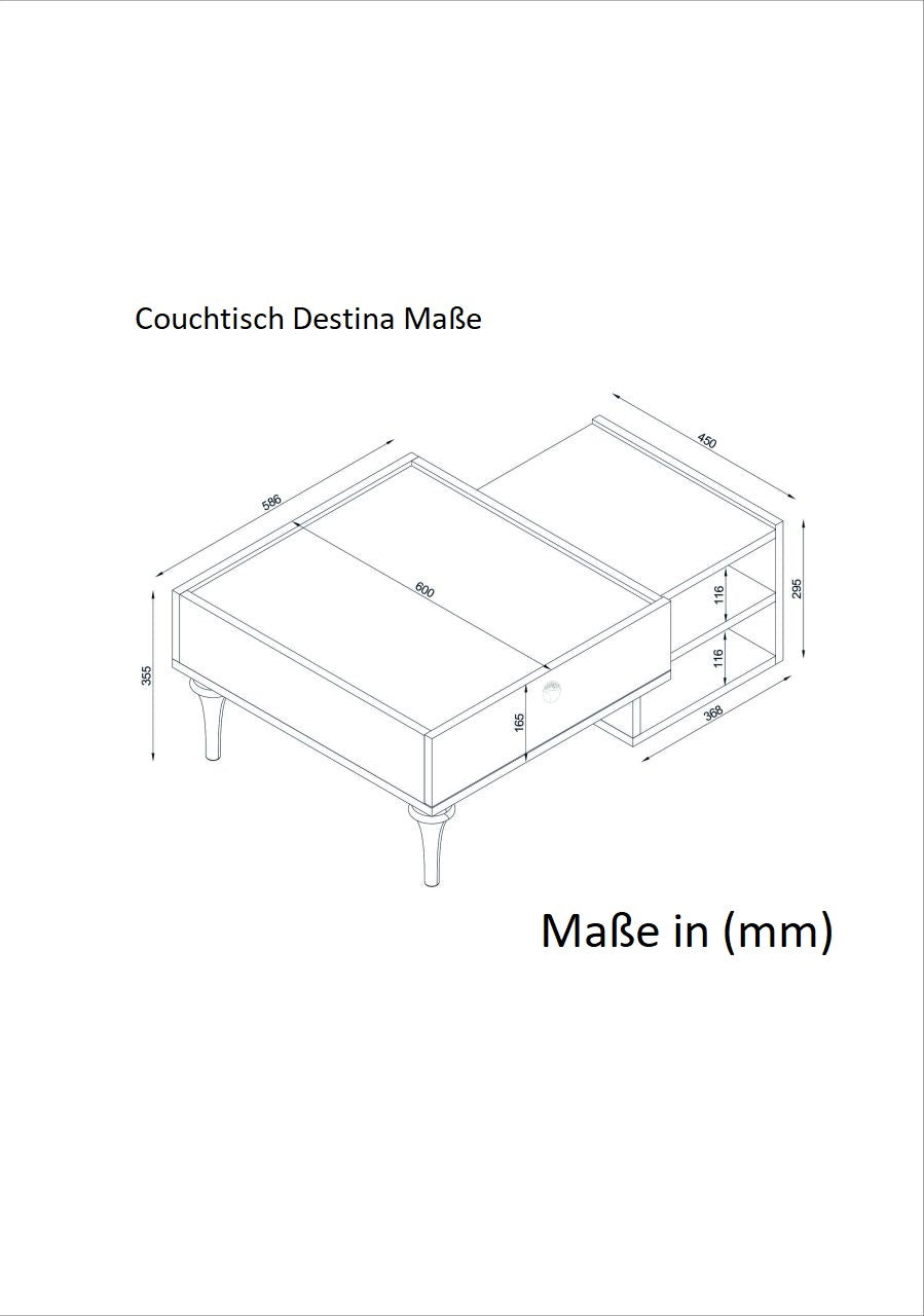 Couchtisch Destina Weiß Walnuss