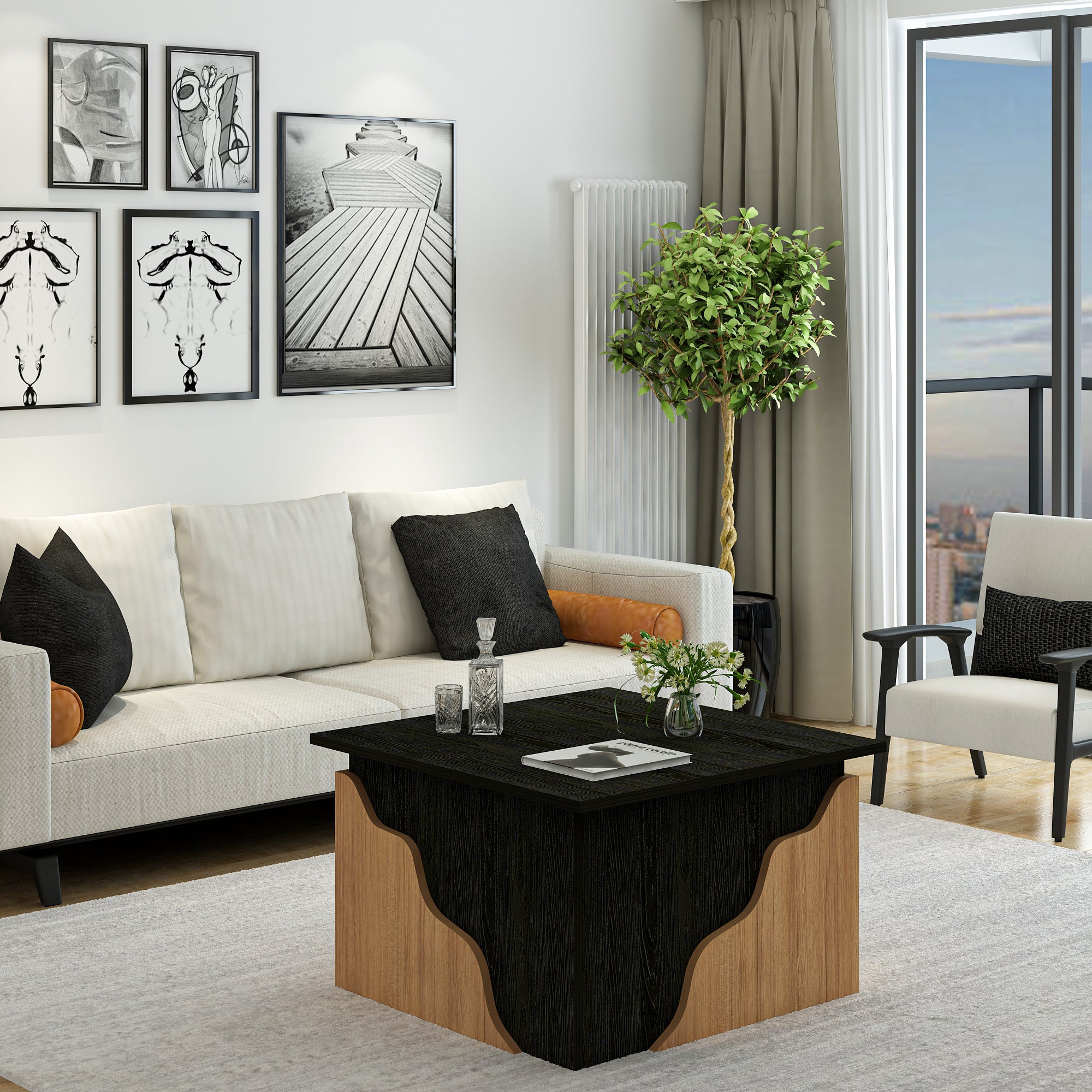 Couchtisch Baxley Schwarz Walnuss 9116