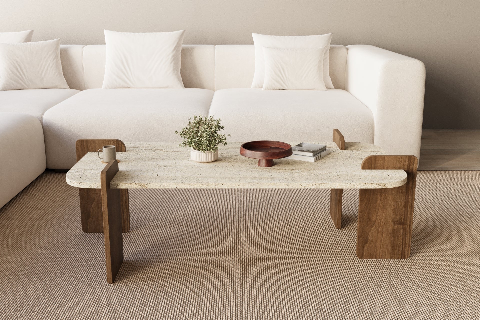 Couchtisch Twinkle Travertin Braun Granit Optik