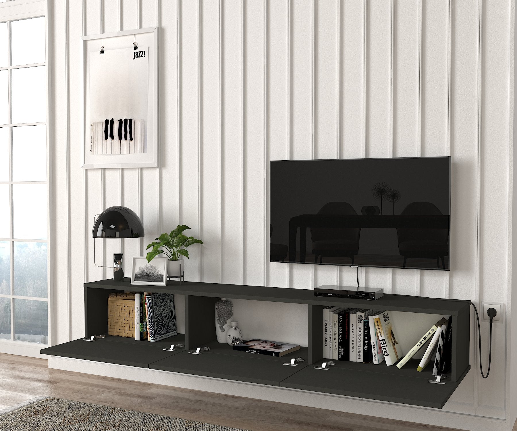 TV Lowboard Hängend Damla Anthrazit 180 cm