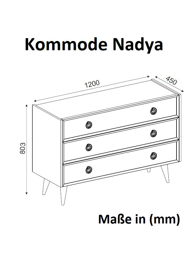 Kommode Nadya Weiß Walnuss