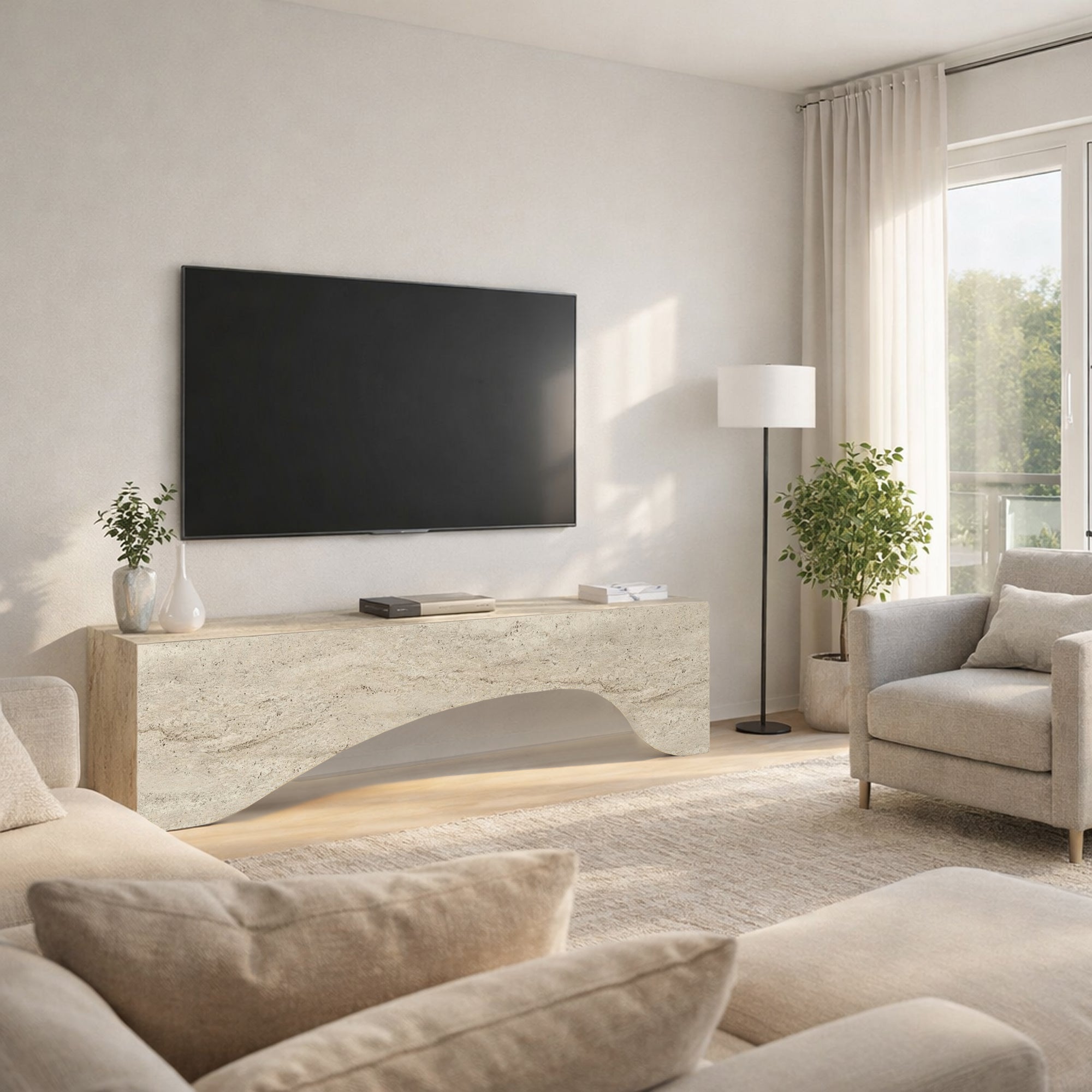 TV Lowboard Enigma Beige Travertin Optik