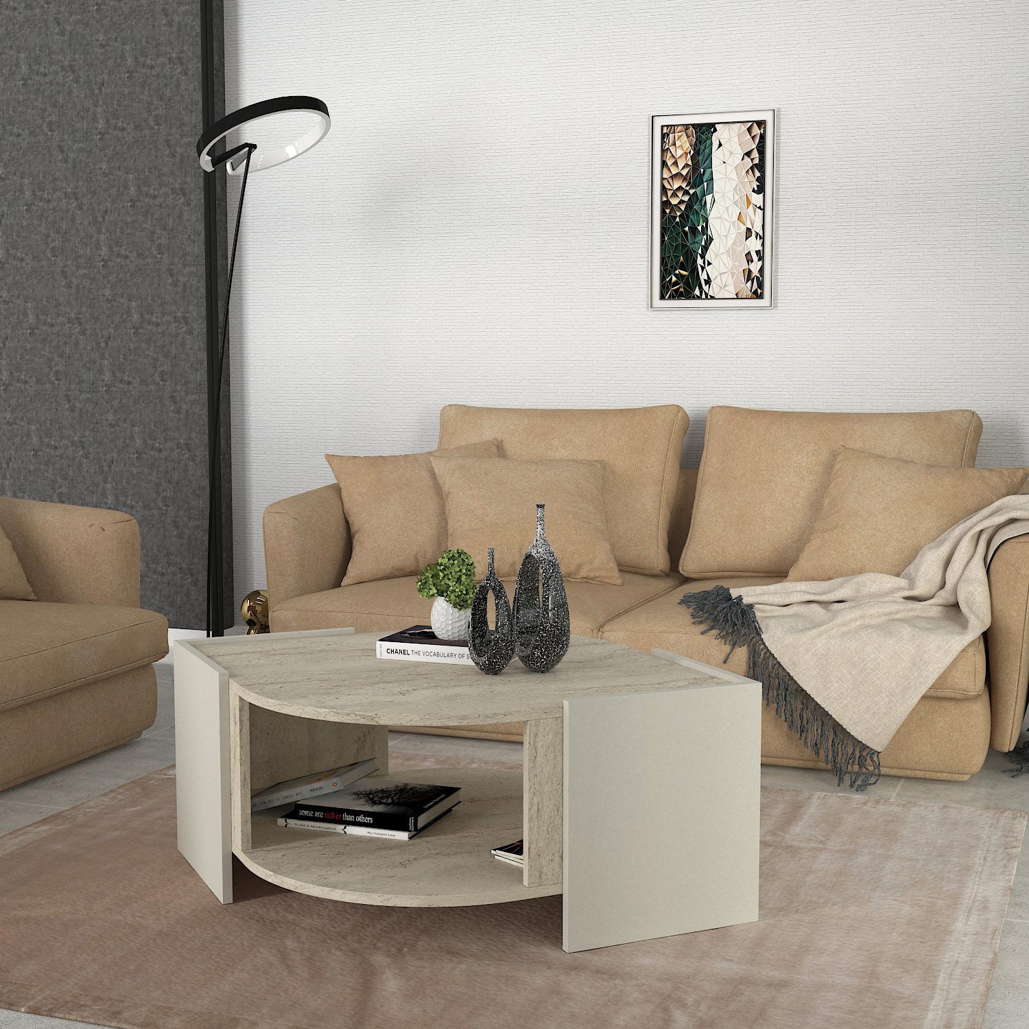 Couchtisch Marbel Beige Granit Optik