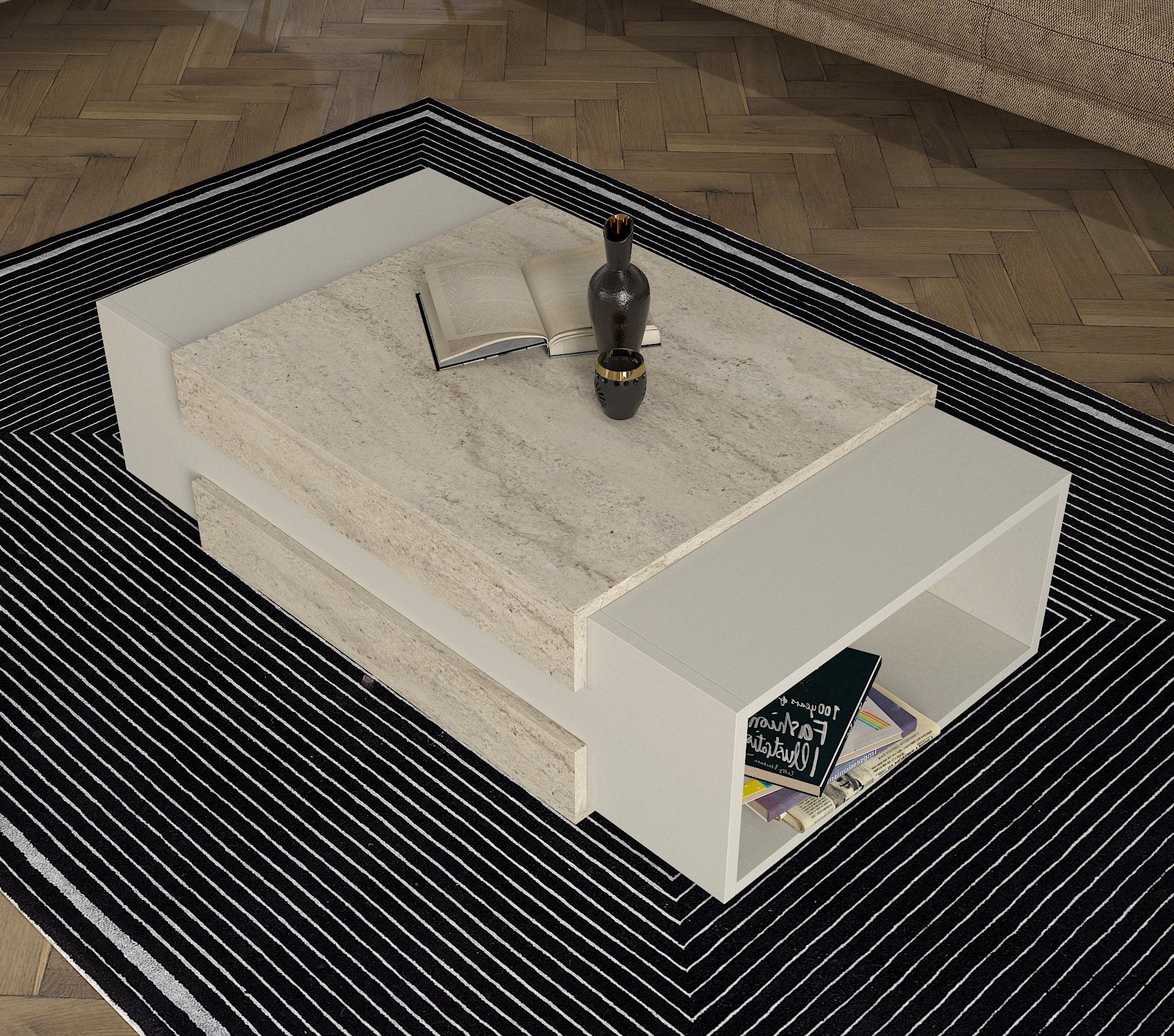 Couchtisch Nora Beige Grau Granit Optik