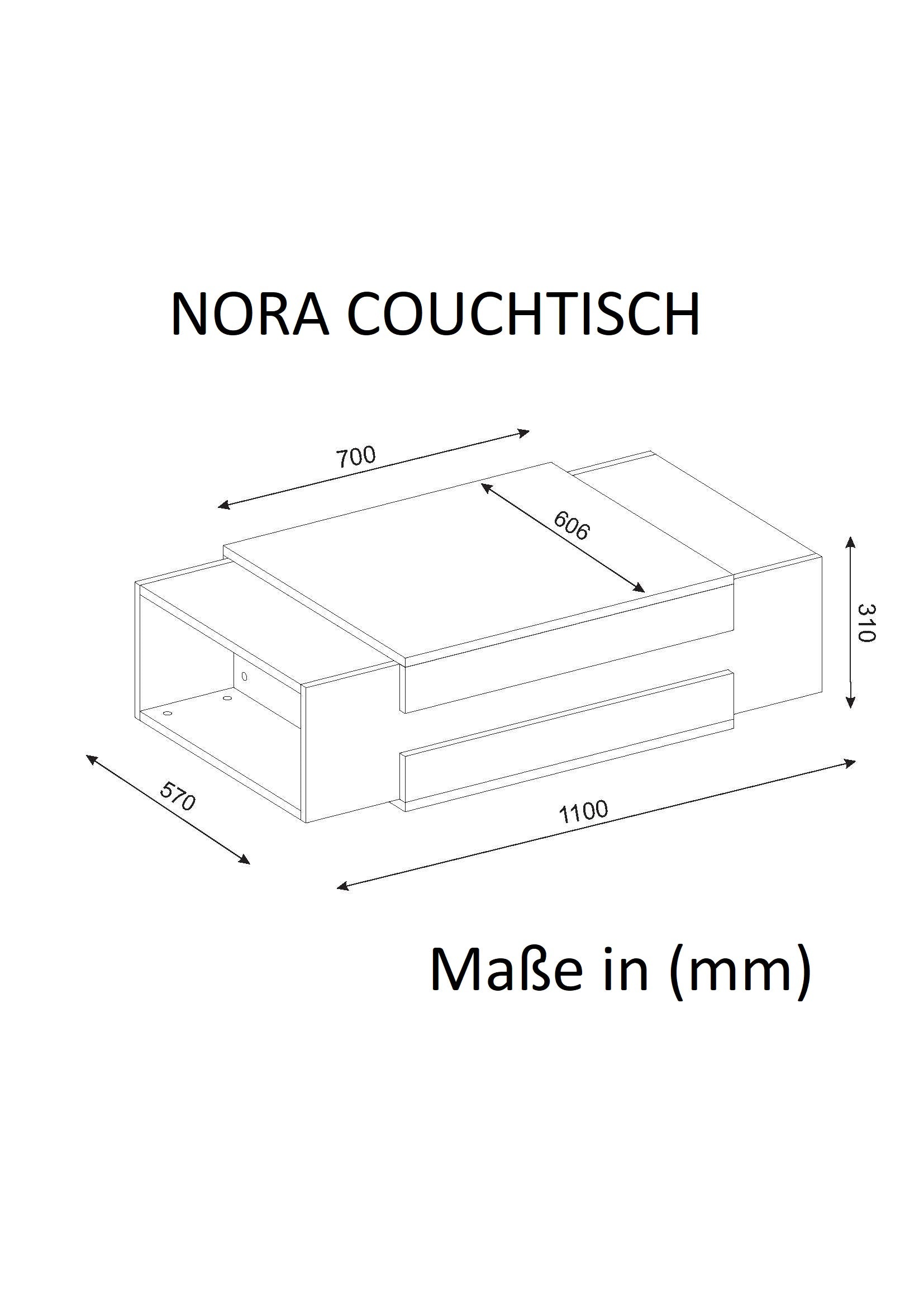 Couchtisch Nora Weiß Walnuss 1421