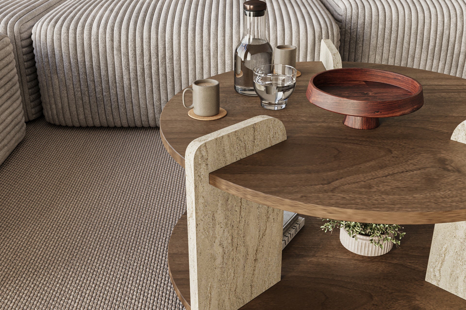 Couchtisch Glist Braun Traverin Granit Optik 70x45 cm