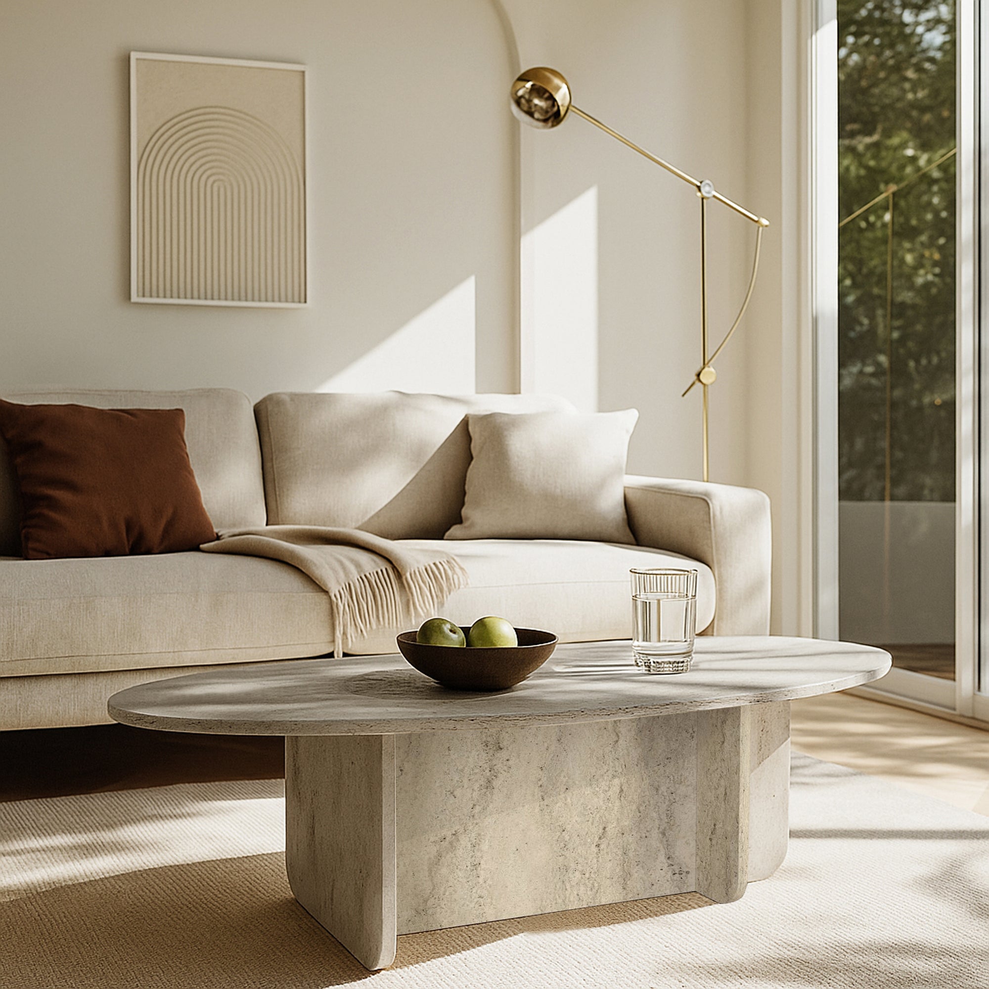 Couchtisch Luminous Beige Travertin Granitoptik 120x60 cm