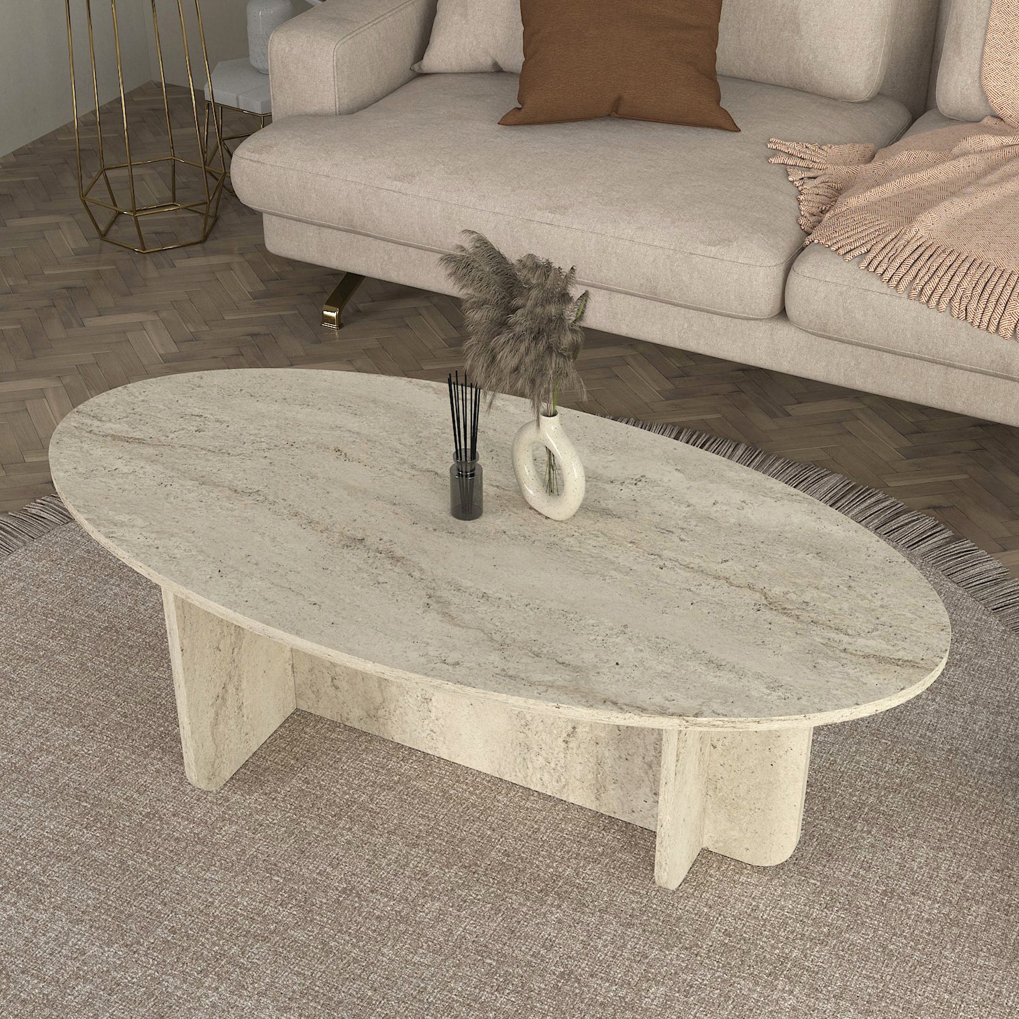 Couchtisch Luminous Beige Grau Granitoptik 120x60 cm