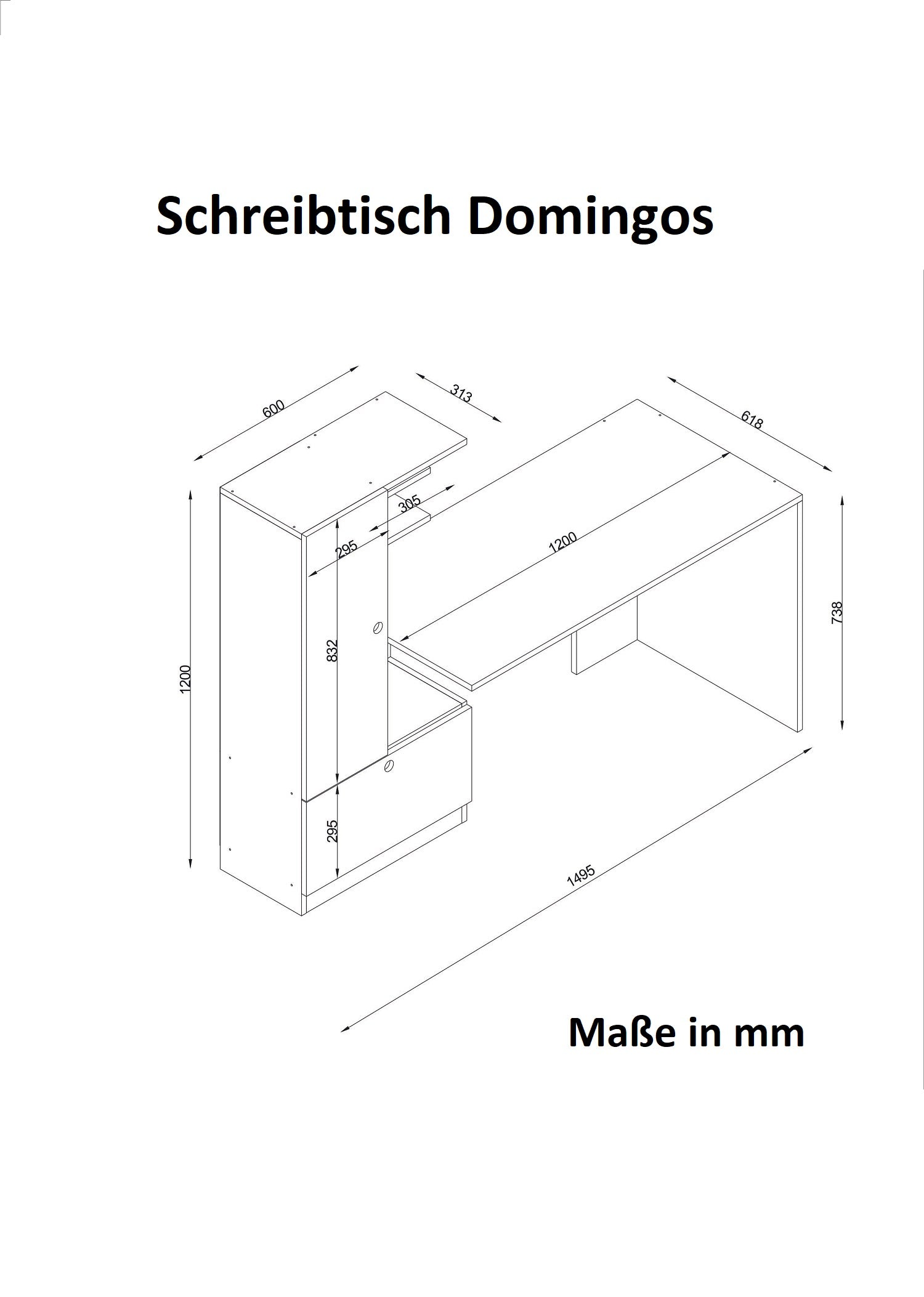 Schreibtisch Domingos Weiß Walnuss