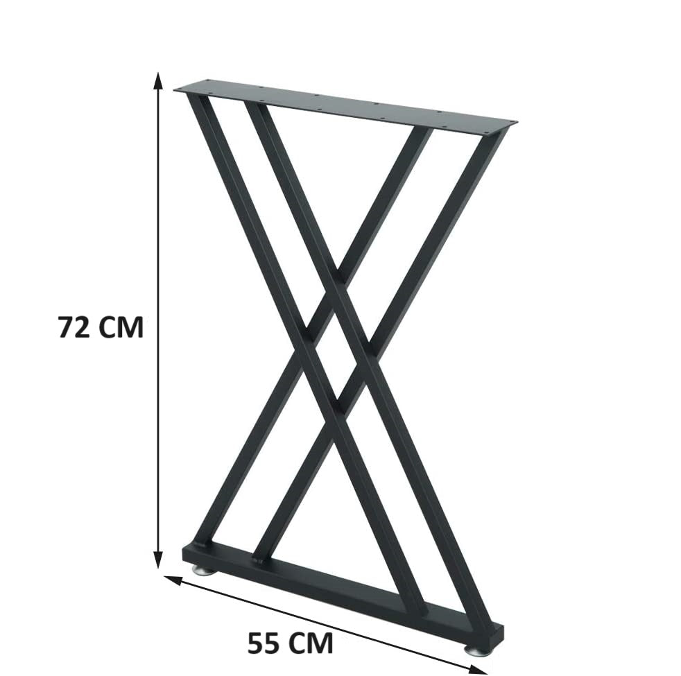 Tischgestell Metall Schwarz 2-er Set 55x72 cm
