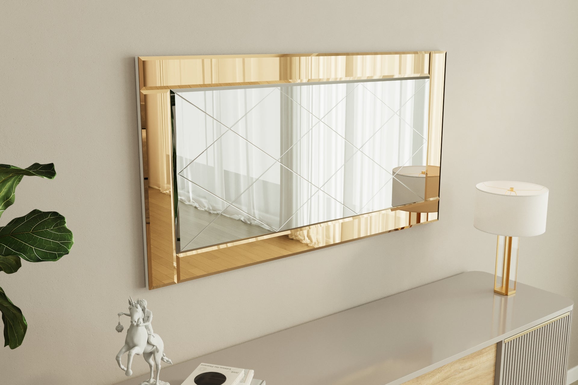 Wandspiegel Luna Bronze Rahmen Raute 120x60x2 cm